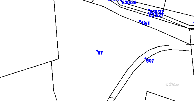Parcela st. 57 v KÚ Hlinsko, Katastrální mapa