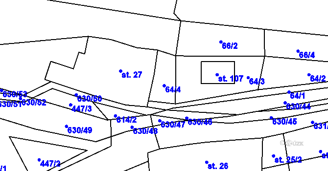 Parcela st. 64/4 v KÚ Hlinsko, Katastrální mapa