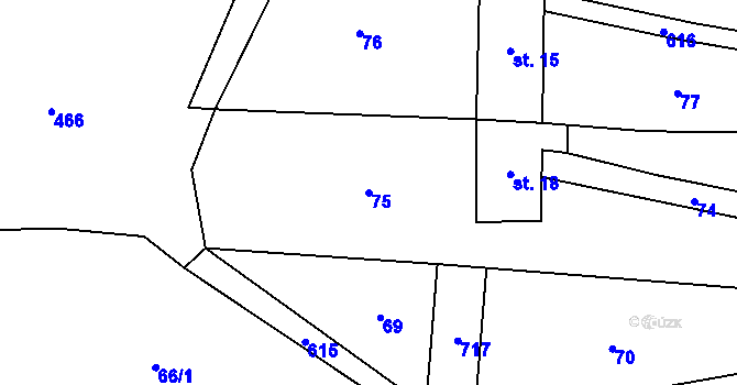 Parcela st. 75 v KÚ Hlinsko, Katastrální mapa