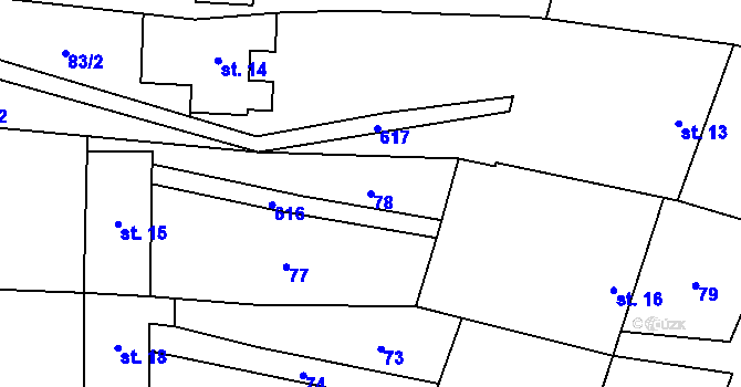 Parcela st. 78 v KÚ Hlinsko, Katastrální mapa