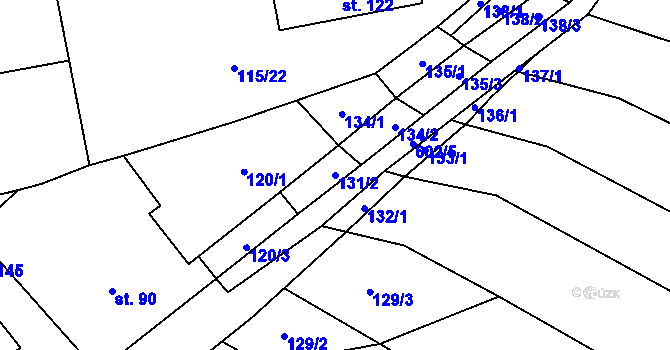 Parcela st. 131/2 v KÚ Hlinsko, Katastrální mapa