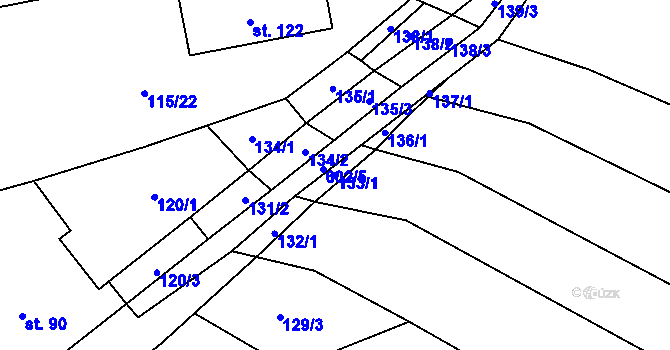 Parcela st. 133/1 v KÚ Hlinsko, Katastrální mapa
