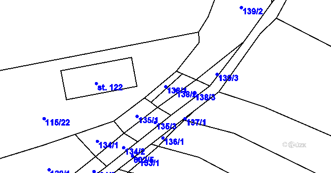 Parcela st. 138/1 v KÚ Hlinsko, Katastrální mapa
