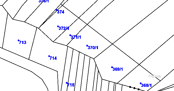 Parcela st. 370/1 v KÚ Hlinsko, Katastrální mapa