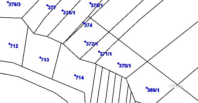 Parcela st. 371/1 v KÚ Hlinsko, Katastrální mapa