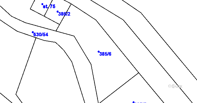 Parcela st. 385/6 v KÚ Hlinsko, Katastrální mapa