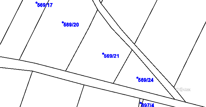 Parcela st. 569/21 v KÚ Hlinsko, Katastrální mapa