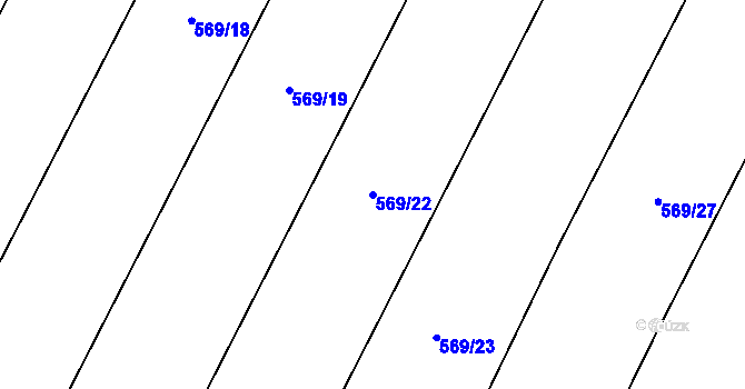 Parcela st. 569/22 v KÚ Hlinsko, Katastrální mapa