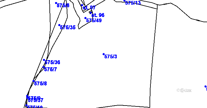 Parcela st. 575/3 v KÚ Hlinsko, Katastrální mapa
