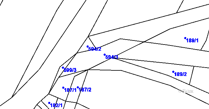 Parcela st. 594/3 v KÚ Hlinsko, Katastrální mapa