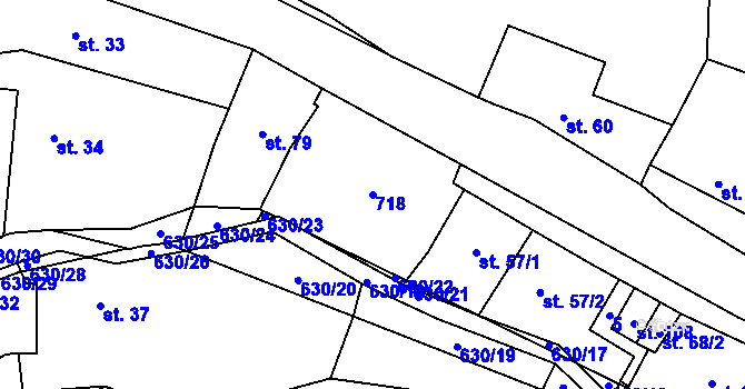 Parcela st. 718 v KÚ Hlinsko, Katastrální mapa