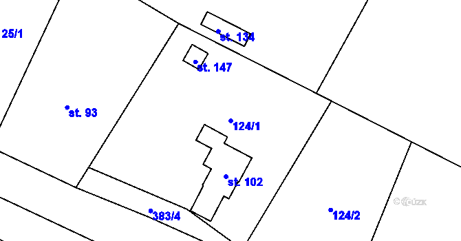 Parcela st. 124/1 v KÚ Hlinsko, Katastrální mapa