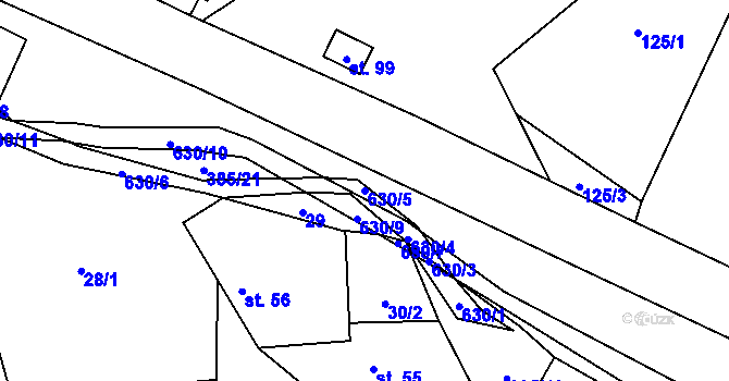 Parcela st. 630/5 v KÚ Hlinsko, Katastrální mapa