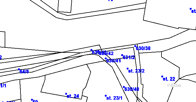 Parcela st. 630/42 v KÚ Hlinsko, Katastrální mapa