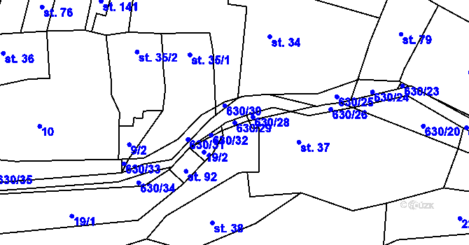 Parcela st. 630/29 v KÚ Hlinsko, Katastrální mapa