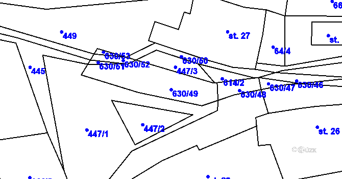 Parcela st. 630/49 v KÚ Hlinsko, Katastrální mapa