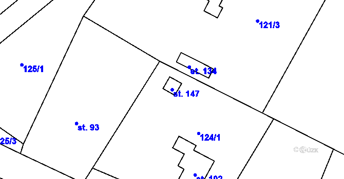 Parcela st. 147 v KÚ Hlinsko, Katastrální mapa