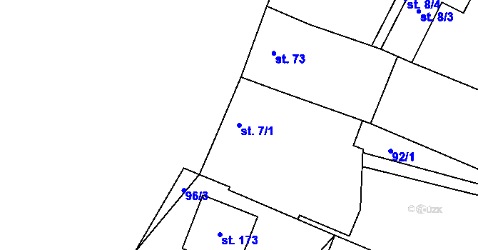 Parcela st. 7/1 v KÚ Hlinsko pod Hostýnem, Katastrální mapa