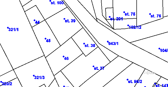 Parcela st. 38 v KÚ Hlinsko pod Hostýnem, Katastrální mapa