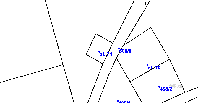 Parcela st. 71 v KÚ Hlinsko pod Hostýnem, Katastrální mapa