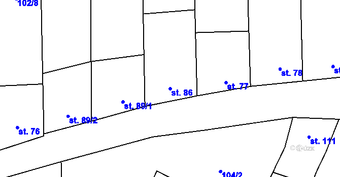 Parcela st. 86 v KÚ Hlinsko pod Hostýnem, Katastrální mapa