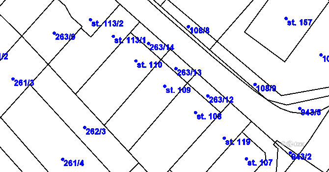 Parcela st. 109 v KÚ Hlinsko pod Hostýnem, Katastrální mapa