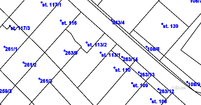 Parcela st. 113/1 v KÚ Hlinsko pod Hostýnem, Katastrální mapa