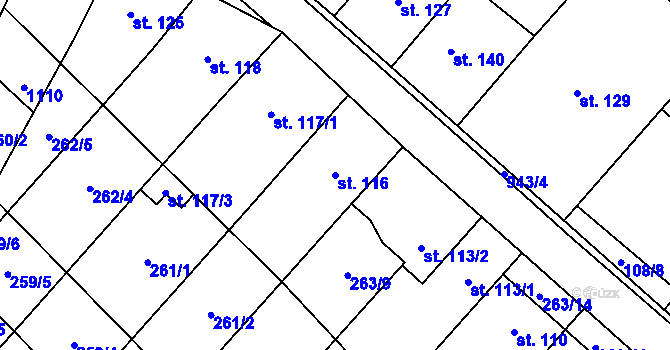 Parcela st. 116 v KÚ Hlinsko pod Hostýnem, Katastrální mapa