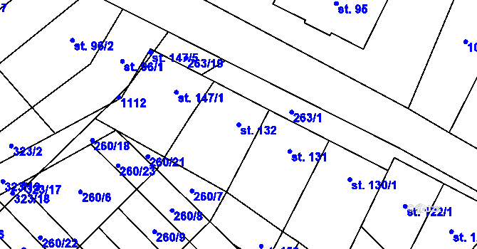 Parcela st. 132 v KÚ Hlinsko pod Hostýnem, Katastrální mapa