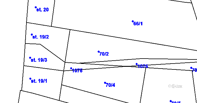 Parcela st. 70/2 v KÚ Hlinsko pod Hostýnem, Katastrální mapa