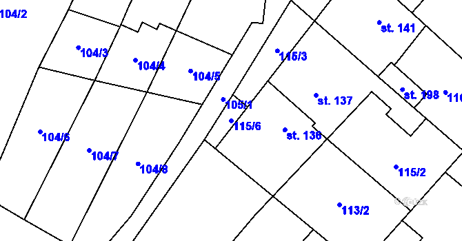 Parcela st. 115/6 v KÚ Hlinsko pod Hostýnem, Katastrální mapa