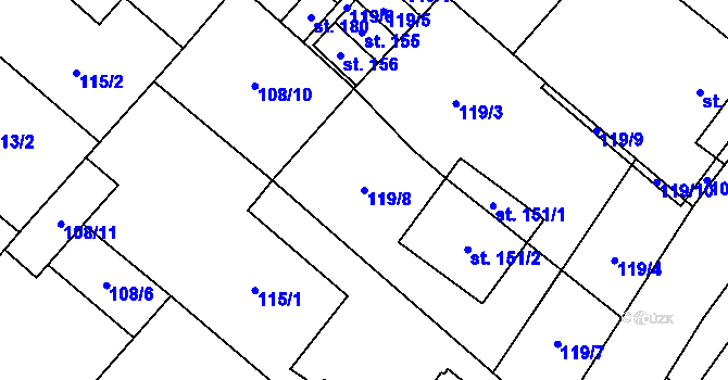 Parcela st. 119/8 v KÚ Hlinsko pod Hostýnem, Katastrální mapa