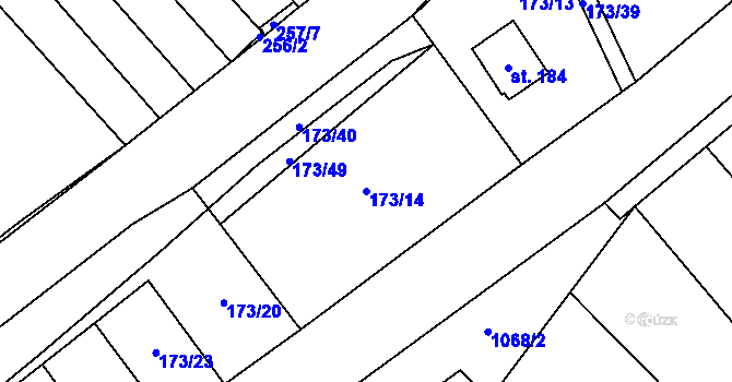 Parcela st. 173/14 v KÚ Hlinsko pod Hostýnem, Katastrální mapa