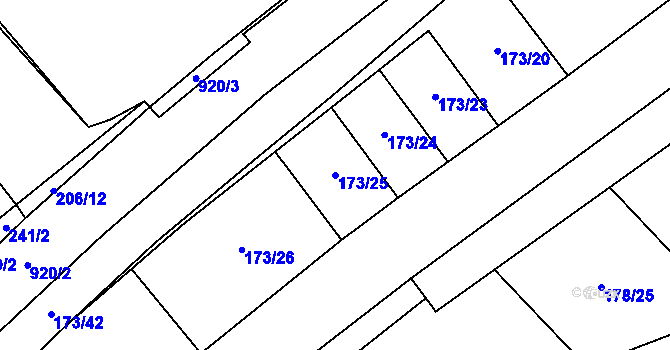 Parcela st. 173/25 v KÚ Hlinsko pod Hostýnem, Katastrální mapa