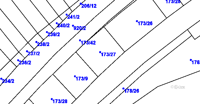 Parcela st. 173/27 v KÚ Hlinsko pod Hostýnem, Katastrální mapa