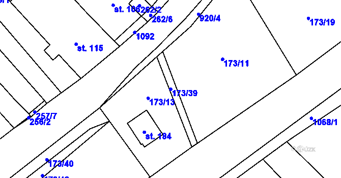 Parcela st. 173/39 v KÚ Hlinsko pod Hostýnem, Katastrální mapa