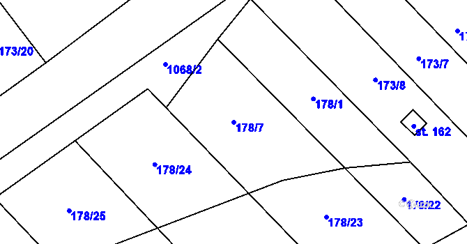 Parcela st. 178/7 v KÚ Hlinsko pod Hostýnem, Katastrální mapa