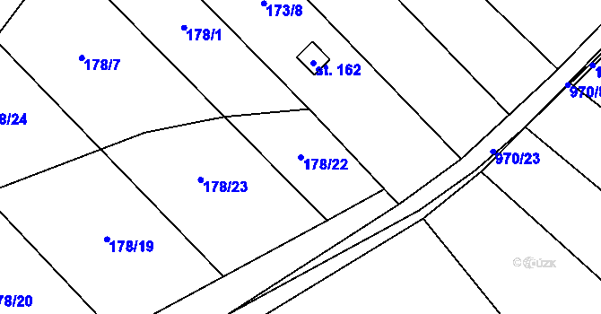Parcela st. 178/22 v KÚ Hlinsko pod Hostýnem, Katastrální mapa