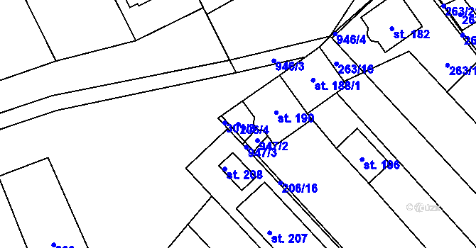 Parcela st. 206/4 v KÚ Hlinsko pod Hostýnem, Katastrální mapa