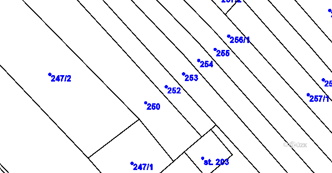 Parcela st. 252 v KÚ Hlinsko pod Hostýnem, Katastrální mapa