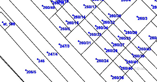 Parcela st. 260/31 v KÚ Hlinsko pod Hostýnem, Katastrální mapa