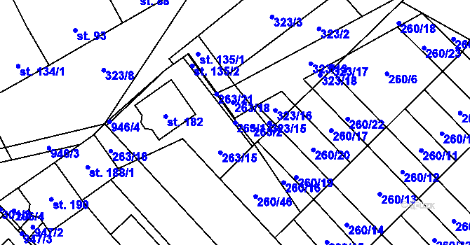 Parcela st. 263/17 v KÚ Hlinsko pod Hostýnem, Katastrální mapa
