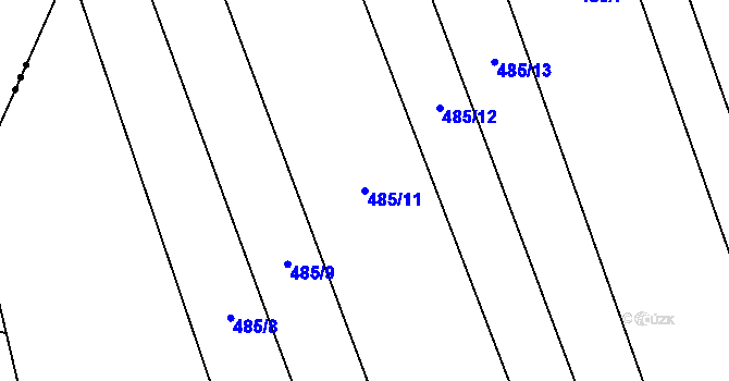 Parcela st. 485/11 v KÚ Hlinsko pod Hostýnem, Katastrální mapa