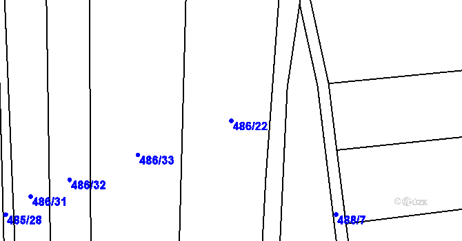 Parcela st. 486/22 v KÚ Hlinsko pod Hostýnem, Katastrální mapa
