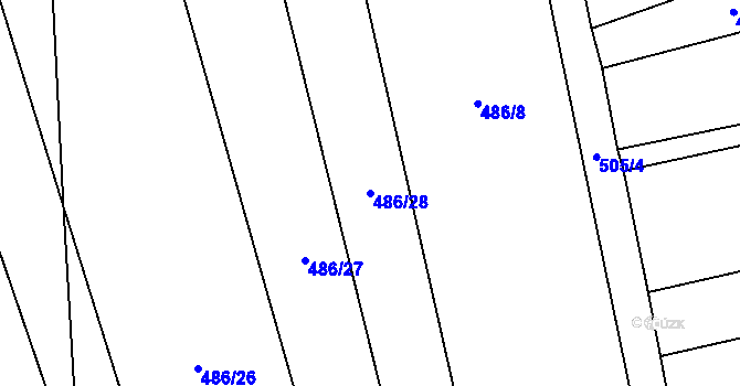 Parcela st. 486/28 v KÚ Hlinsko pod Hostýnem, Katastrální mapa