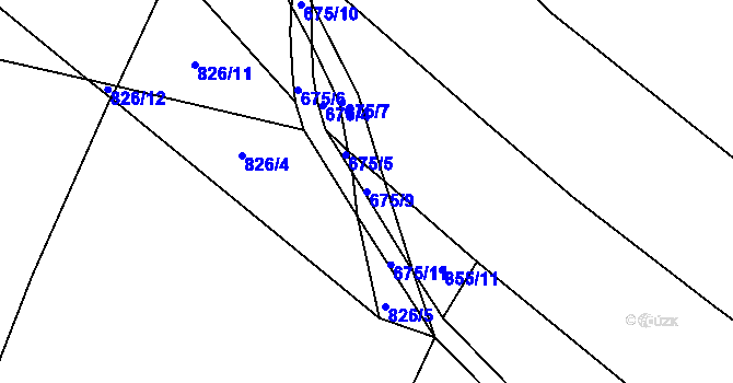 Parcela st. 675/9 v KÚ Hlinsko pod Hostýnem, Katastrální mapa