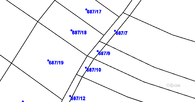 Parcela st. 687/9 v KÚ Hlinsko pod Hostýnem, Katastrální mapa