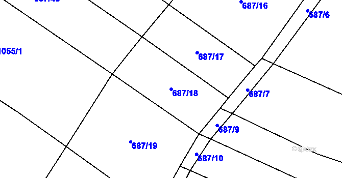 Parcela st. 687/18 v KÚ Hlinsko pod Hostýnem, Katastrální mapa