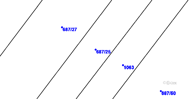 Parcela st. 687/25 v KÚ Hlinsko pod Hostýnem, Katastrální mapa