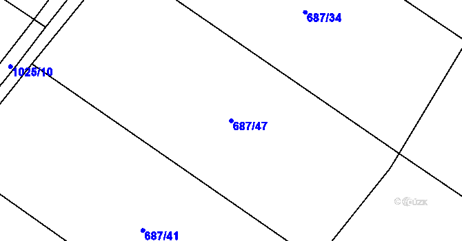 Parcela st. 687/47 v KÚ Hlinsko pod Hostýnem, Katastrální mapa